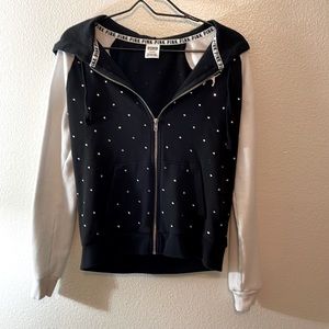 💖 Pink Victoria Secret Rhinestone Zip Hoodie  jacket size medium